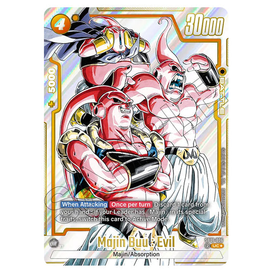 Majin Buu : Evil SB01-036a card from the Dragon Ball Super Card Game Fusion World set SB01 - Manga Booster