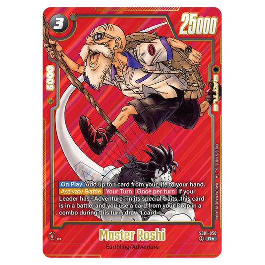 Master Roshi SB01-050a card from the Dragon Ball Super Card Game Fusion World set SB01 - Manga Booster