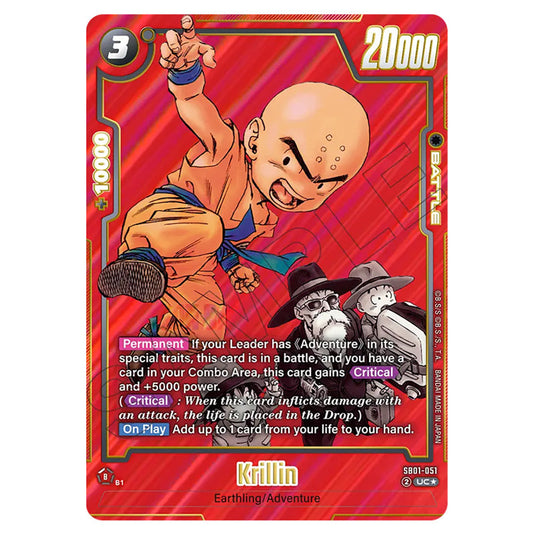 Krillin SB01-051a card from the Dragon Ball Super Card Game Fusion World set SB01 - Manga Booster