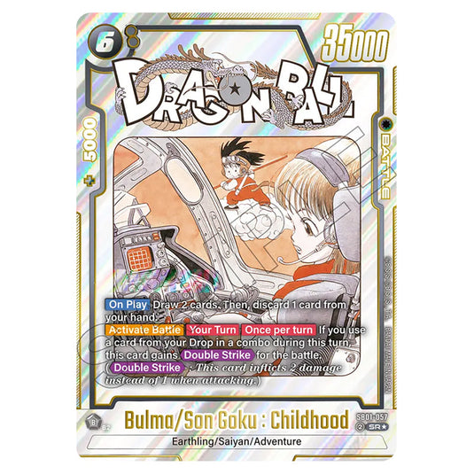 Bulma/Son Goku : Childhood SB01-057a card from the Dragon Ball Super Card Game Fusion World set SB01 - Manga Booster