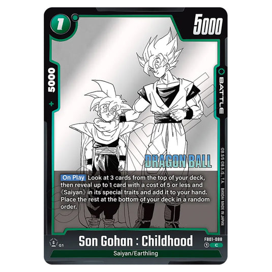 Son Gohan : Childhood FB01-088 card from the Dragon Ball Super Card Game Fusion World set SB01 - Manga Booster