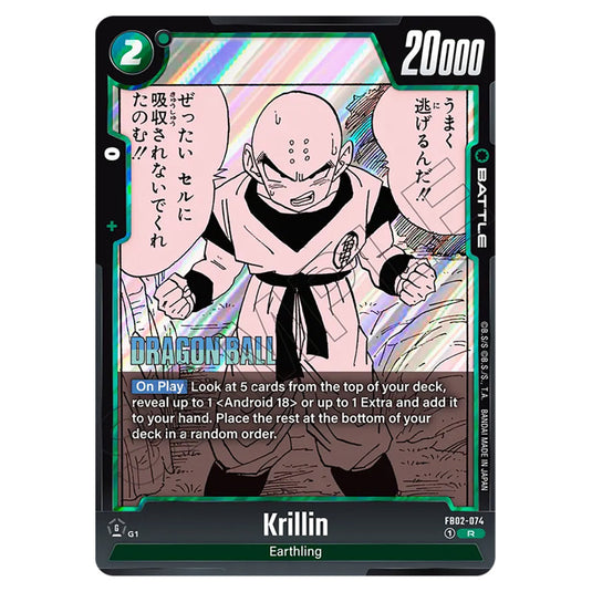 Krillin FB02-074 card from the Dragon Ball Super Card Game Fusion World set SB01 - Manga Booster