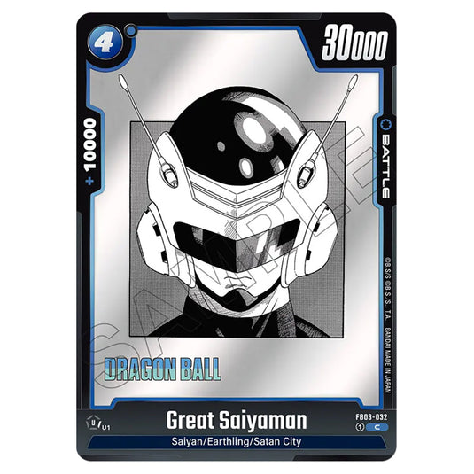 Great Saiyaman FB03-032 card from the Dragon Ball Super Card Game Fusion World set SB01 - Manga Booster