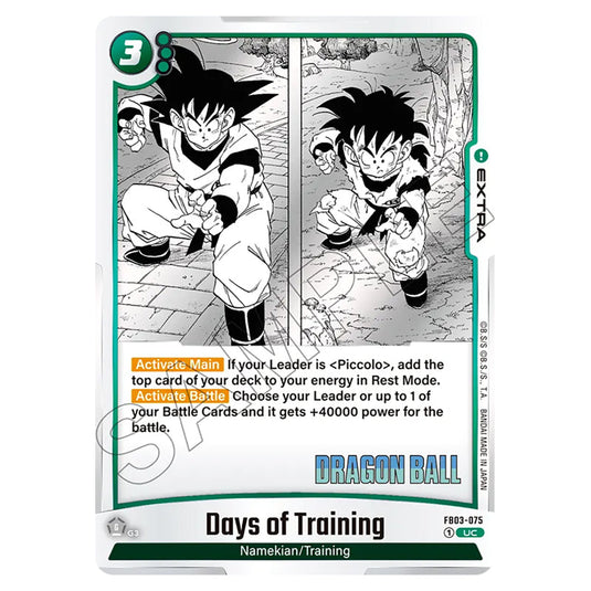 Days of Training FB03-075 card from the Dragon Ball Super Card Game Fusion World set SB01 - Manga Booster