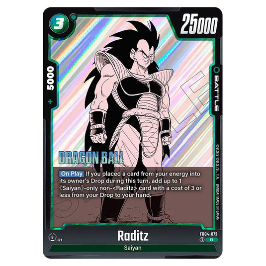 Raditz FB04-072 card from the Dragon Ball Super Card Game Fusion World set SB01 - Manga Booster
