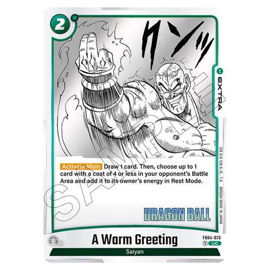 A Warm Greeting FB04-073 card from the Dragon Ball Super Card Game Fusion World set SB01 - Manga Booster