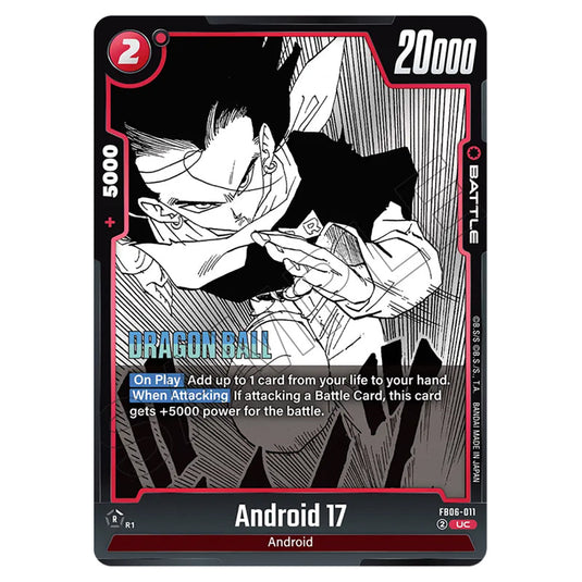 Android 17 FB06-011 card from the Dragon Ball Super Card Game Fusion World set SB01 - Manga Booster