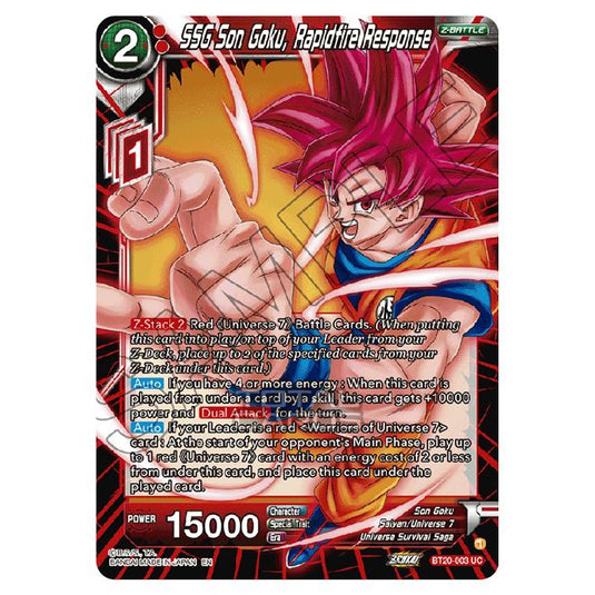 Dragon Ball Super - B20 - Power Absorbed - SSG Son Goku, Rapidfire Response - BT20-003