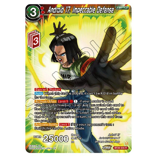 Dragon Ball Super - B20 - Power Absorbed - Android 17, Impeccable Defense - BT20-005