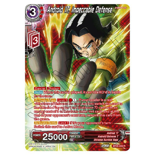 Dragon Ball Super - B20 - Power Absorbed - Android 17, Impeccable Defense (Silver Foil) - BT20-005a