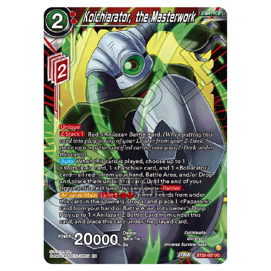 Dragon Ball Super - B20 - Power Absorbed - Koichiarator, the Masterwork - BT20-007