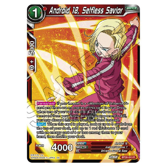 Dragon Ball Super - B20 - Power Absorbed - Android 18, Selfless Savior - BT20-010