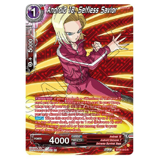 Dragon Ball Super - B20 - Power Absorbed - Android 18, Selfless Savior (Silver Foil) - BT20-010a