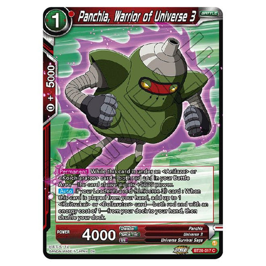 Dragon Ball Super - B20 - Power Absorbed - Panchia, Warrior of Universe 3 - BT20-017