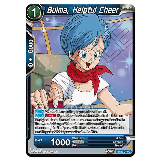 Dragon Ball Super - B20 - Power Absorbed - Bulma, Helpful Cheer - BT20-040