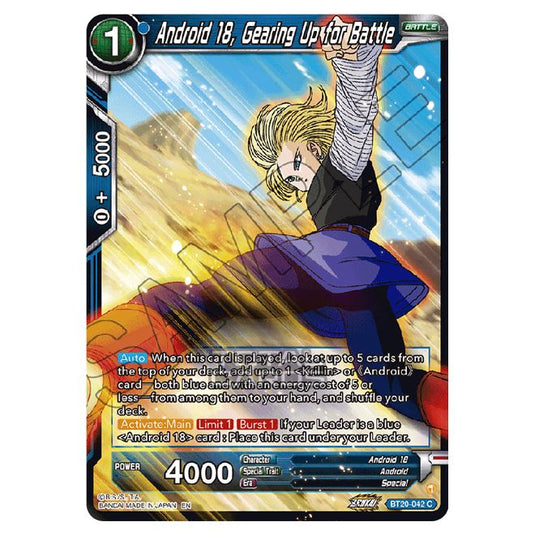 Dragon Ball Super - B20 - Power Absorbed - Android 18, Gearing Up for Battle - BT20-042