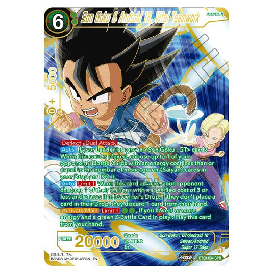 Dragon Ball Super - B20 - Power Absorbed - Son Goku & Android 18, Vital Teamwork (Gold Stamped) - BT20-064a