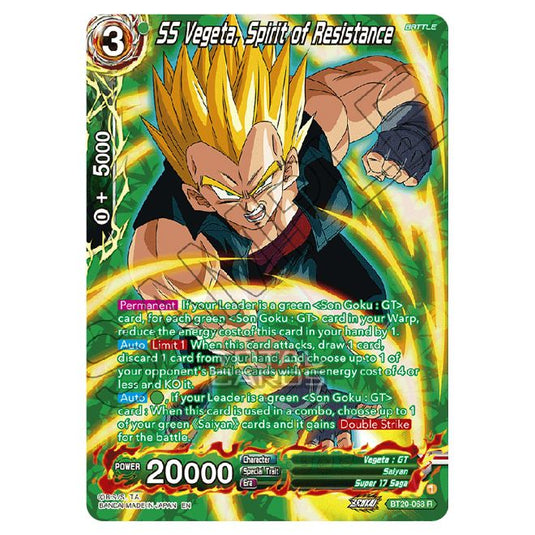 Dragon Ball Super - B20 - Power Absorbed - SS Vegeta, Spirit of Resistance (Silver Foil) - BT20-068a