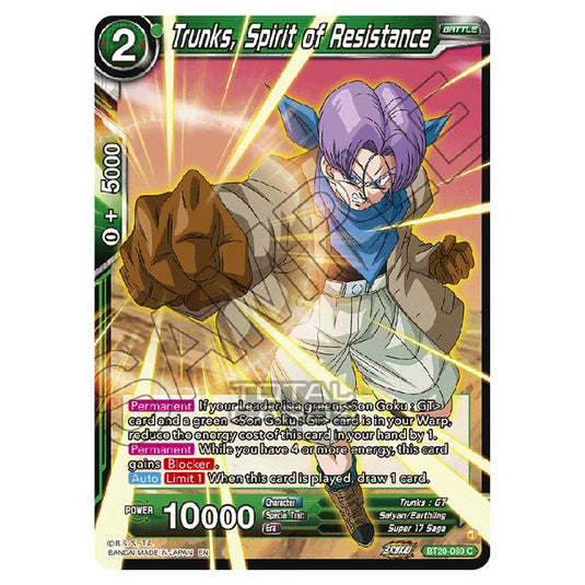 Dragon Ball Super - B20 - Power Absorbed - Trunks, Spirit of Resistance - BT20-069