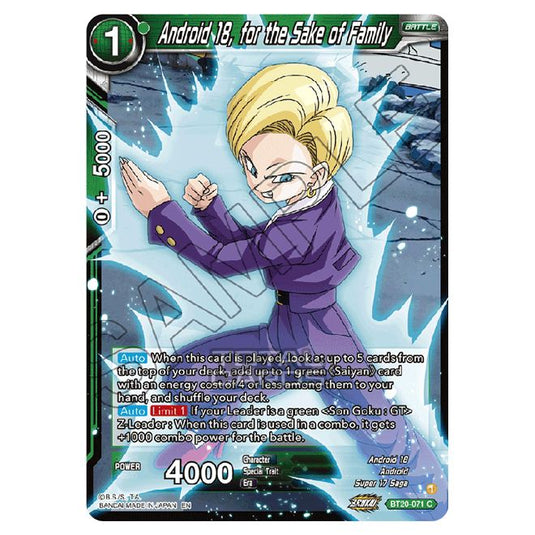 Dragon Ball Super - B20 - Power Absorbed - Android 18, for the Sake of Family - BT20-071