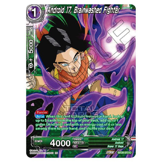 Dragon Ball Super - B20 - Power Absorbed - Android 17, Brainwashed Fighter (Gold Stamped) - BT20-072b