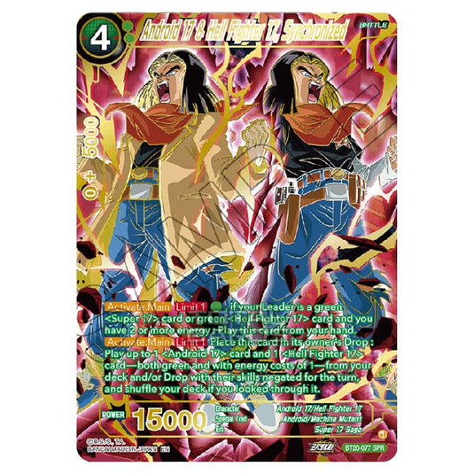 Dragon Ball Super - B20 - Power Absorbed - Android 17 & Hell Fighter 17, Synchronized (Gold Stamped) - BT20-077a