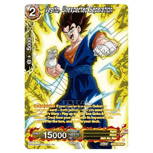 Dragon Ball Super - B20 - Power Absorbed - Vegito, Unexpected Separation (Silver Foil) - BT20-100a