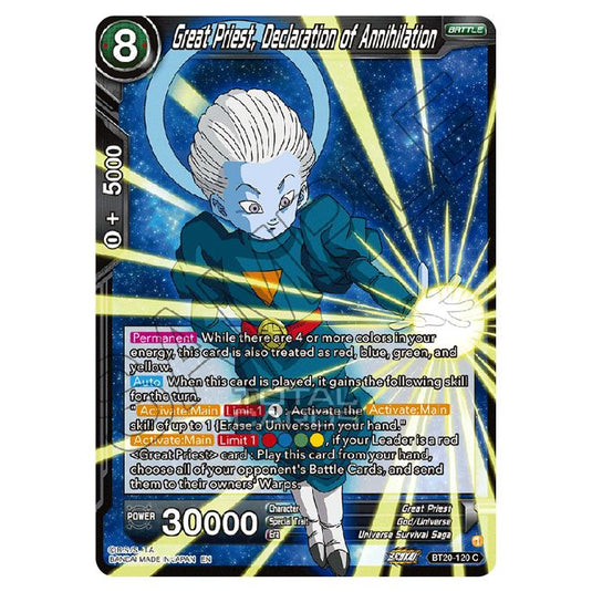 Dragon Ball Super - B20 - Power Absorbed - Great Priest, Declaration of Annihilation - BT20-120