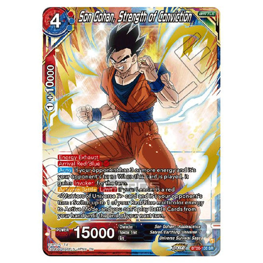 Dragon Ball Super - B20 - Power Absorbed - Son Gohan, Strength of Conviction (Gold Stamped) - BT20-138b
