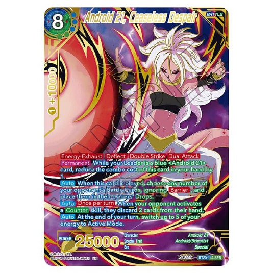 Dragon Ball Super - B20 - Power Absorbed - Android 21, Ceaseless Despair (Gold Stamped) - BT20-143a