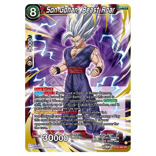 Dragon Ball Super - B22 - Critical Blow - Son Gohan, Beast Roar - BT22 Dragon Ball Super - B22 - Critical Blow - Son Gohan, Beast Roar - BT22