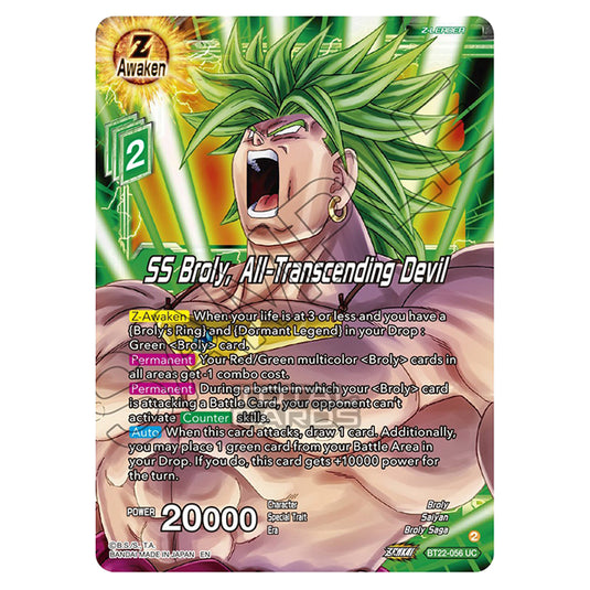 Dragon Ball Super - B22 - Critical Blow - SS Broly, All-Transcending Devil - BT22-056