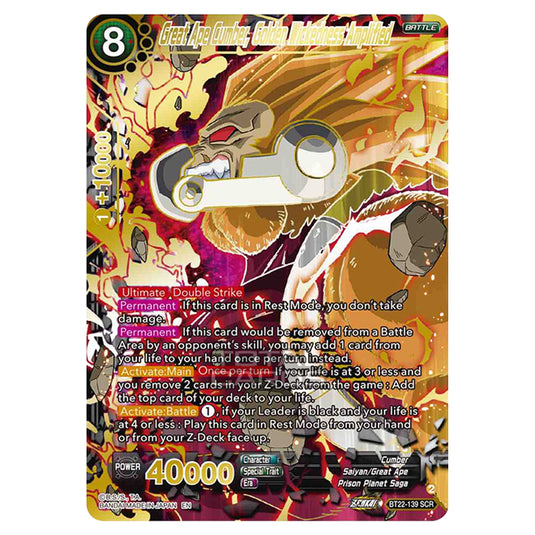 Dragon Ball Super - B22 - Critical Blow - Great Ape Cumber, Golden Wickedness Amplified - BT22-139