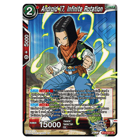 Dragon Ball Super - B23 - Perfect Combination - Android 17, Infinite Rotation - BT23-025