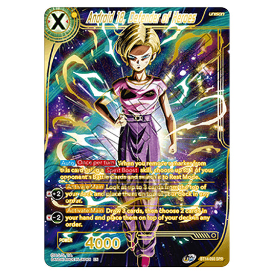 Dragon Ball Super - B14 - Cross Spirits - Android 18, Defender of Heroes - BT14-093_SPR