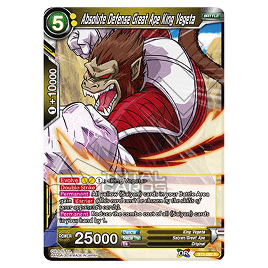 Dragon Ball Super - B03 - Cross Worlds - Absolute Defense Great Ape King Vegeta - BT3-092