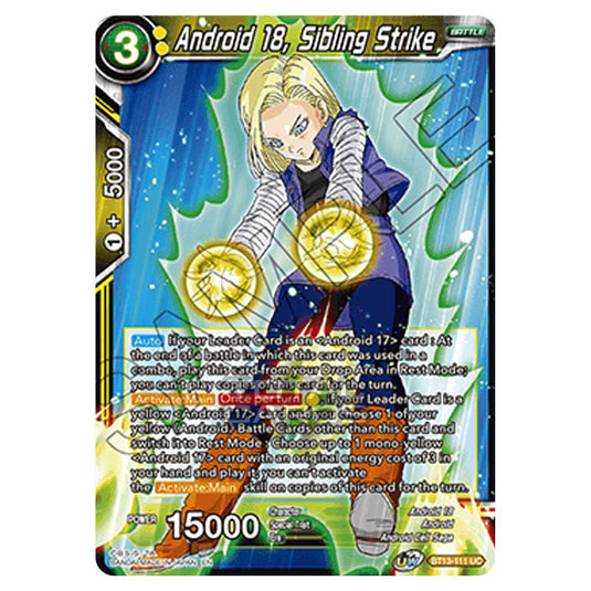 Dragon Ball Super - B13 - Supreme Rivalry - Android 18, Sibling Strike - BT13-111