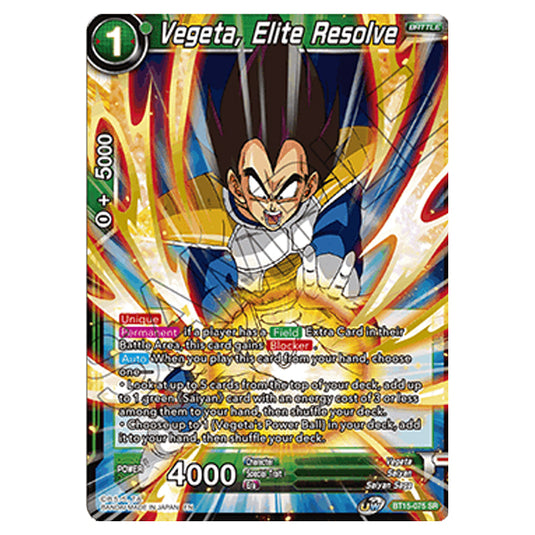 Dragon Ball Super - B15 - Saiyan Showdown - Vegeta, Elite Resolve - BT15-075