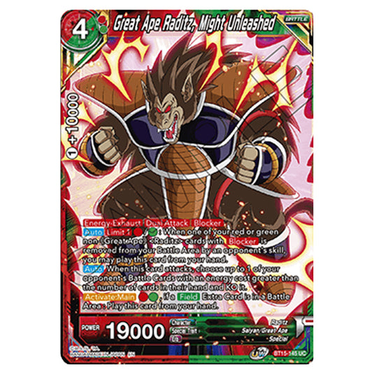 dragon ball super card game bt15 Dragon Ball Super - B15 - Saiyan Showdown - Great Ape Raditz, Might Unleashed