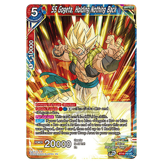 Dragon Ball Super - B16 - Realm Of The Gods - SS Gogeta, Holding Nothing Back - BT16-142