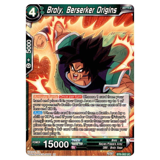 Dragon Ball Super - BT6 – Destroyer Kings - Broly, Berserker Origins - BT6-062