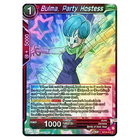 Dragon Ball Super - B24 - Beyond Generations - Bulma, Party Hostess - BT24-018 (Foil)