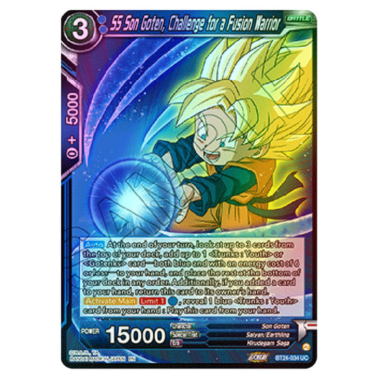 Dragon Ball Super - B24 - Beyond Generations - SS Son Goten, Challenge for a Fusion Warrior - BT24-034 (Foil)