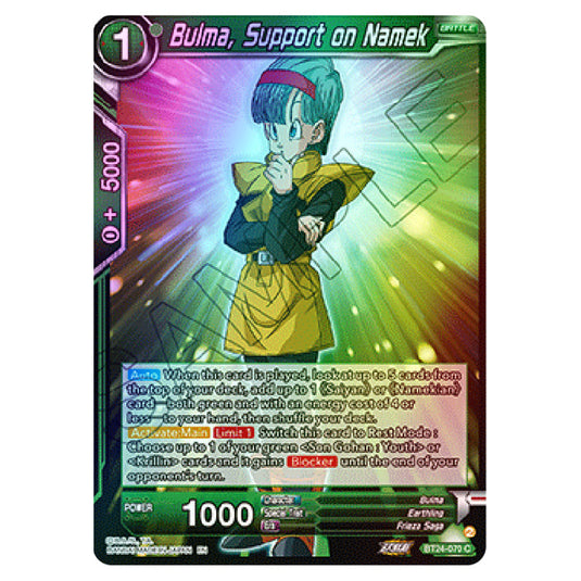 Dragon Ball Super - B24 - Beyond Generations - Bulma, Support on Namek - BT24-070 (Foil)