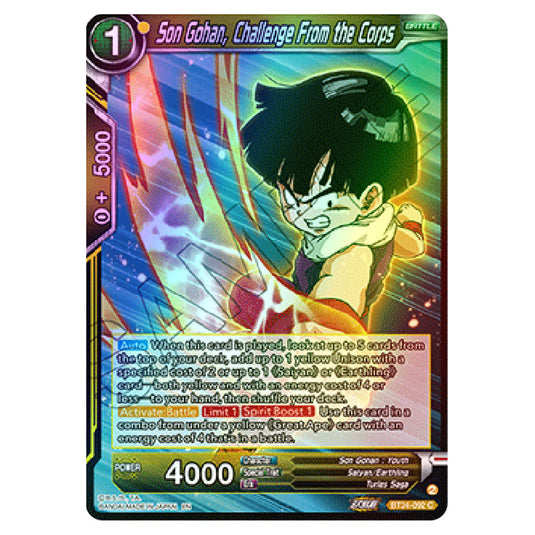Dragon Ball Super - B24 - Beyond Generations - Son Gohan, Challenge From the Corps - BT24-092 (Foil)