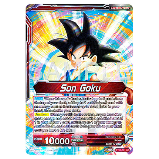 Son Goku Red card from the Dragon Ball Super Card Game Fusion World set B26 - Ultimate Advent