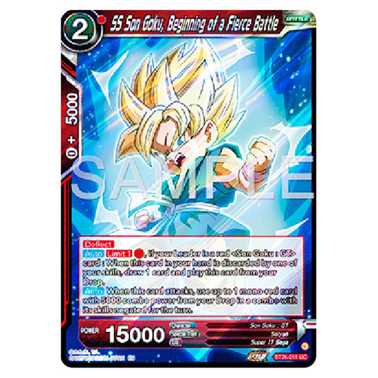 SS Son Goku, Beginning of a Fierce Battle Red card from the Dragon Ball Super Card Game Fusion World set B26 - Ultimate Advent