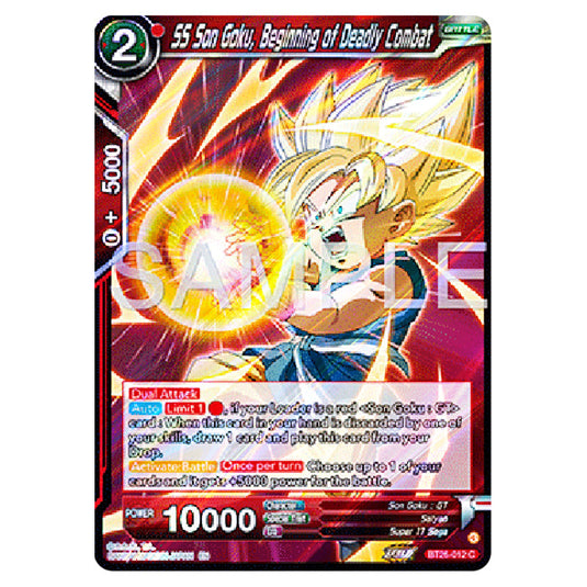 SS Son Goku, Beginning of Deadly Combat Red card from the Dragon Ball Super Card Game Fusion World set B26 - Ultimate Advent