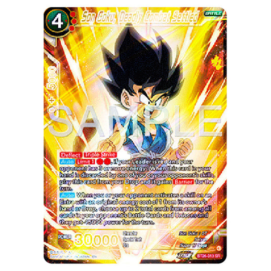 Son Goku, Deadly Combat Settled Red card from the Dragon Ball Super Card Game Fusion World set B26 - Ultimate Advent