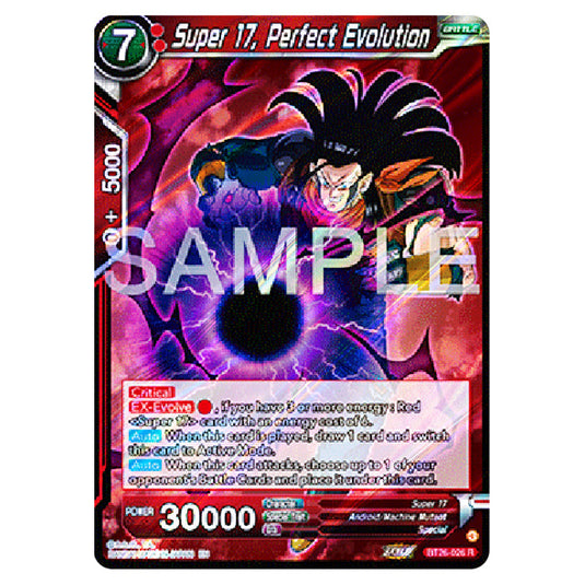 Super 17, Perfect Evolution Red card from the Dragon Ball Super Card Game Fusion World set B26 - Ultimate Advent